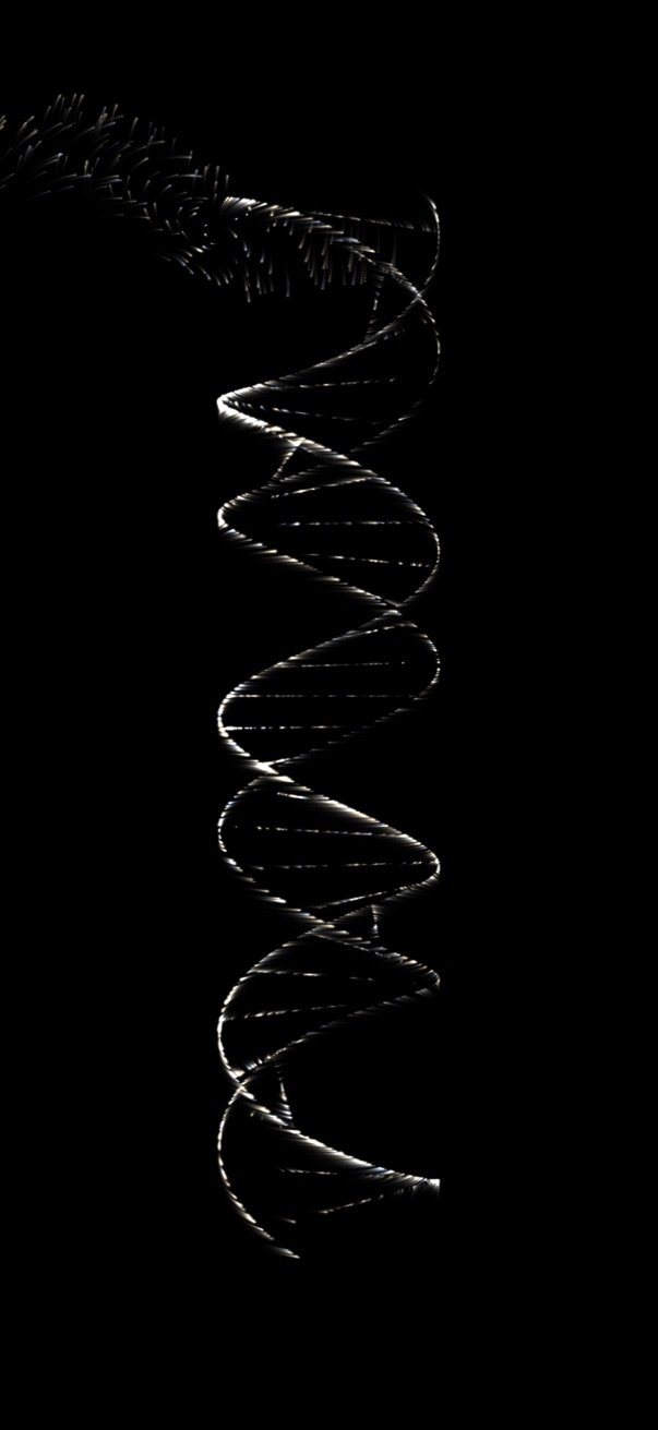Worddust showing a double helix of DNA made of glowing particles